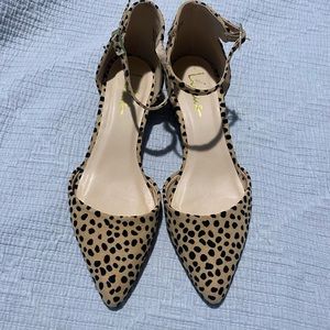 Lucinda Tan and Black Baby Cheetah Suede Strap pumps